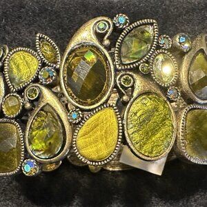 Lia Sophia Lime-Light Stretch Cuff Bracelet Green Cut Crystals - NWT